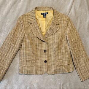 Evan Picone Yellow Plaid Cropped Blazer